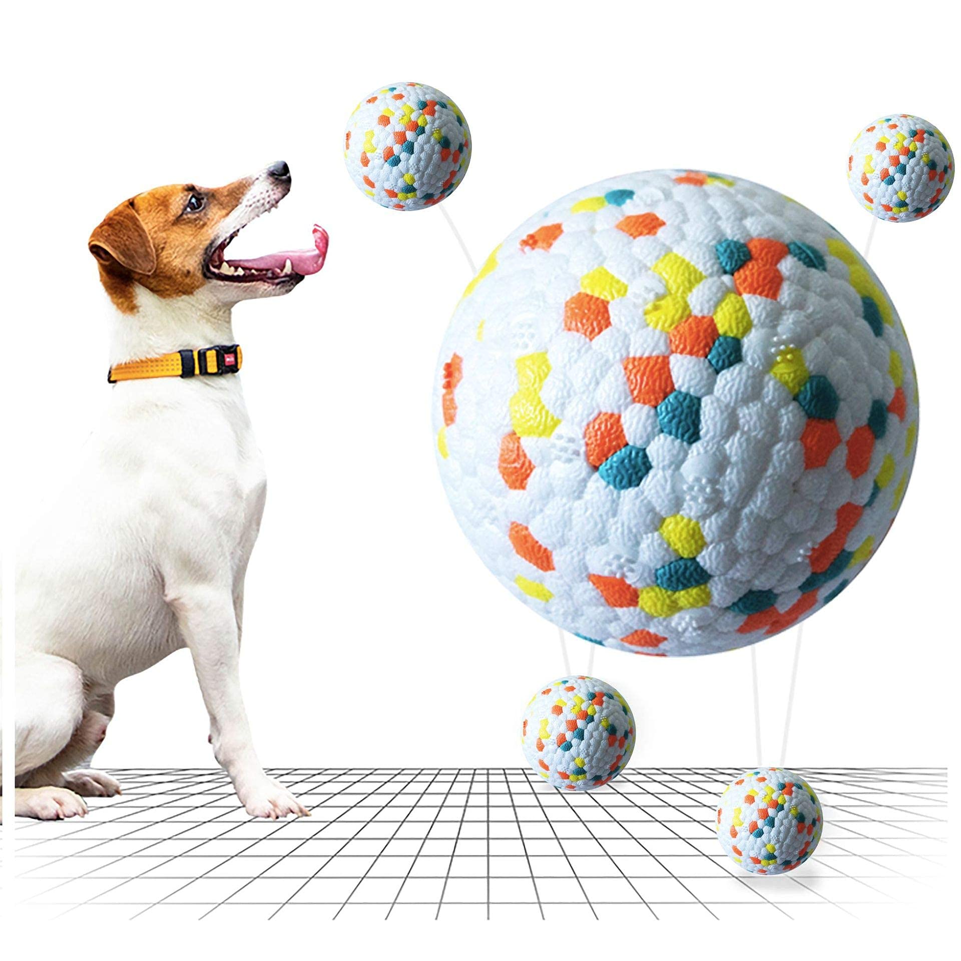 XGYLVFEI Lightweight Dog Ball for Throwing, Indestructible Dog Ball Toy for Large, Medium Dogs and Puppies, Dog Balls for Water, Jumping, Fetch, Toss and so on (Orange Dots)