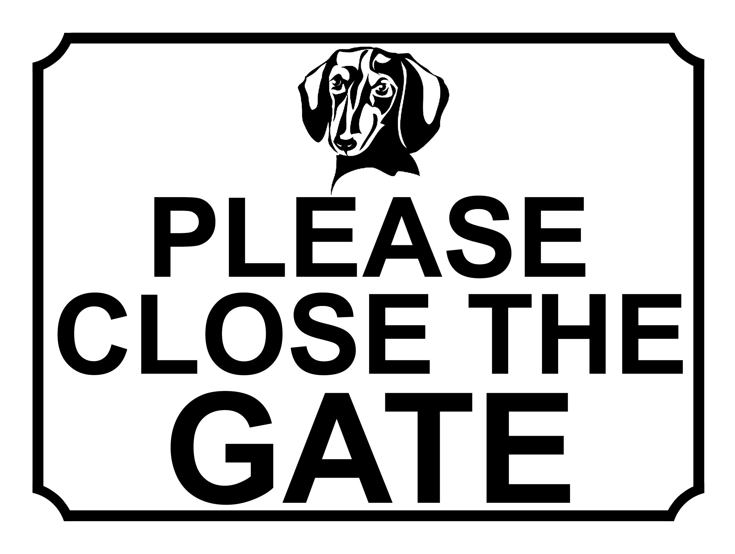SHAWPRINT PLEASE CLOSE THE GATE DOG THEME METAL SIGN 267MM X 200MM (478H1L) LARGE 10" X 8"