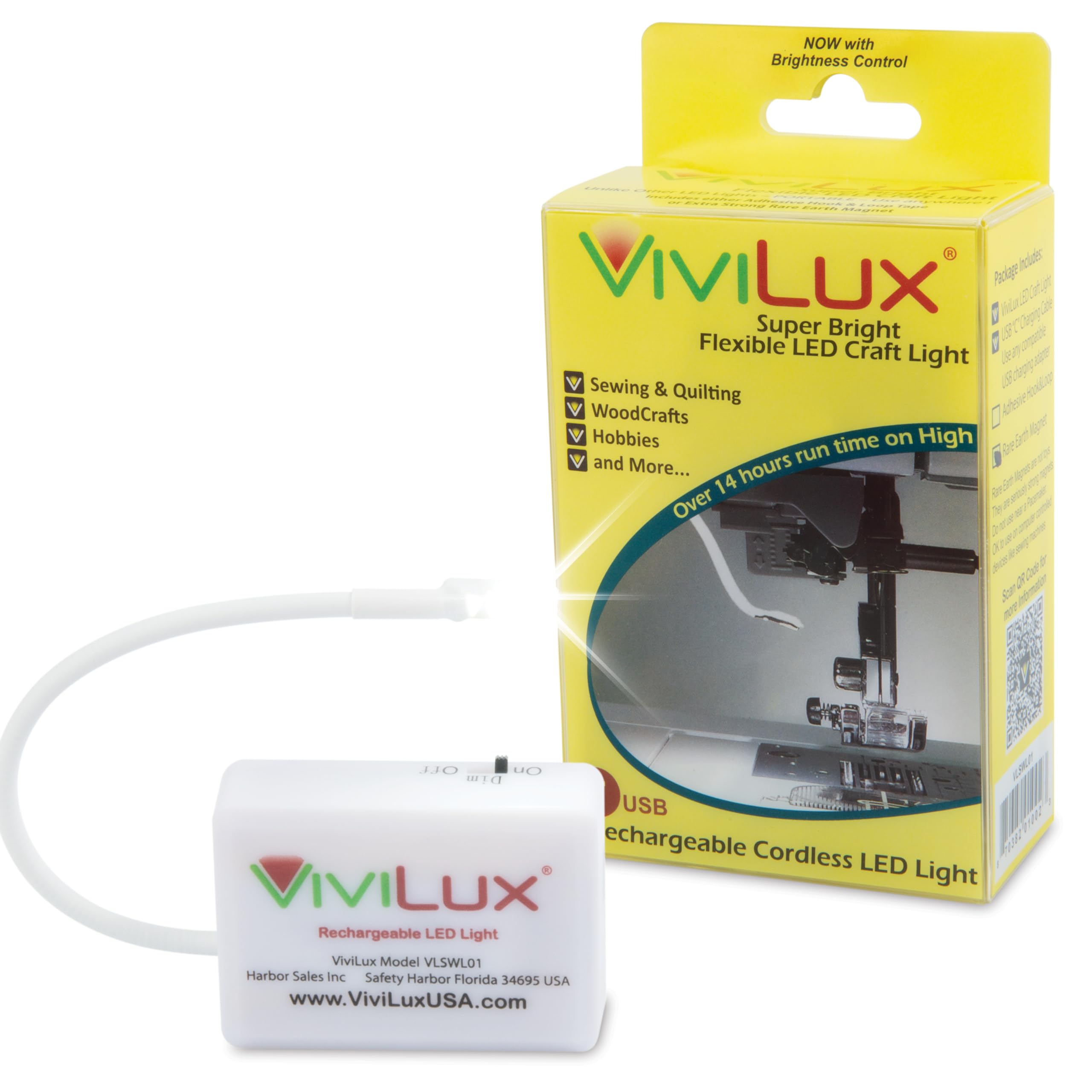 Photo 1 of ViviLux LED Craft & Sewing Light, 1200 Lumens, Cordless, Adjustable & Rechargeable Task Light for Crafts and Hobbies, Mounts with Hook and Loop Tape