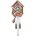 TIMEGEAR Cuckoo Clock with Night Mode, Singing Bird and Carved Wood Decorations (Cherry)