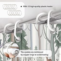 AWERT Cute Shower Curtain with Hooks Green Forest