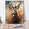 TUMOVO Paint by Numbers for Adults, Deer Adult Paint by Number Kits On Canvas Woodland Animals Paint-by-Number Kits Acrylic Oil Painting for Adults Kids Paint by Number Kit, 16 x20 Inch