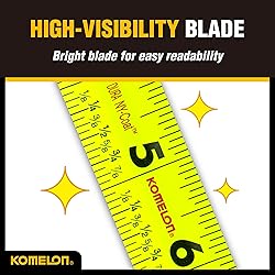 Komelon 25-Ft Retraction Control Tape Measure with