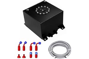 5 Gallon Fuel Cell 20L Universal Gas Tank Aluminum Polished Racing Drift Fuel Tank with Level Sender & 6AN 12FT Fuel Line Kit