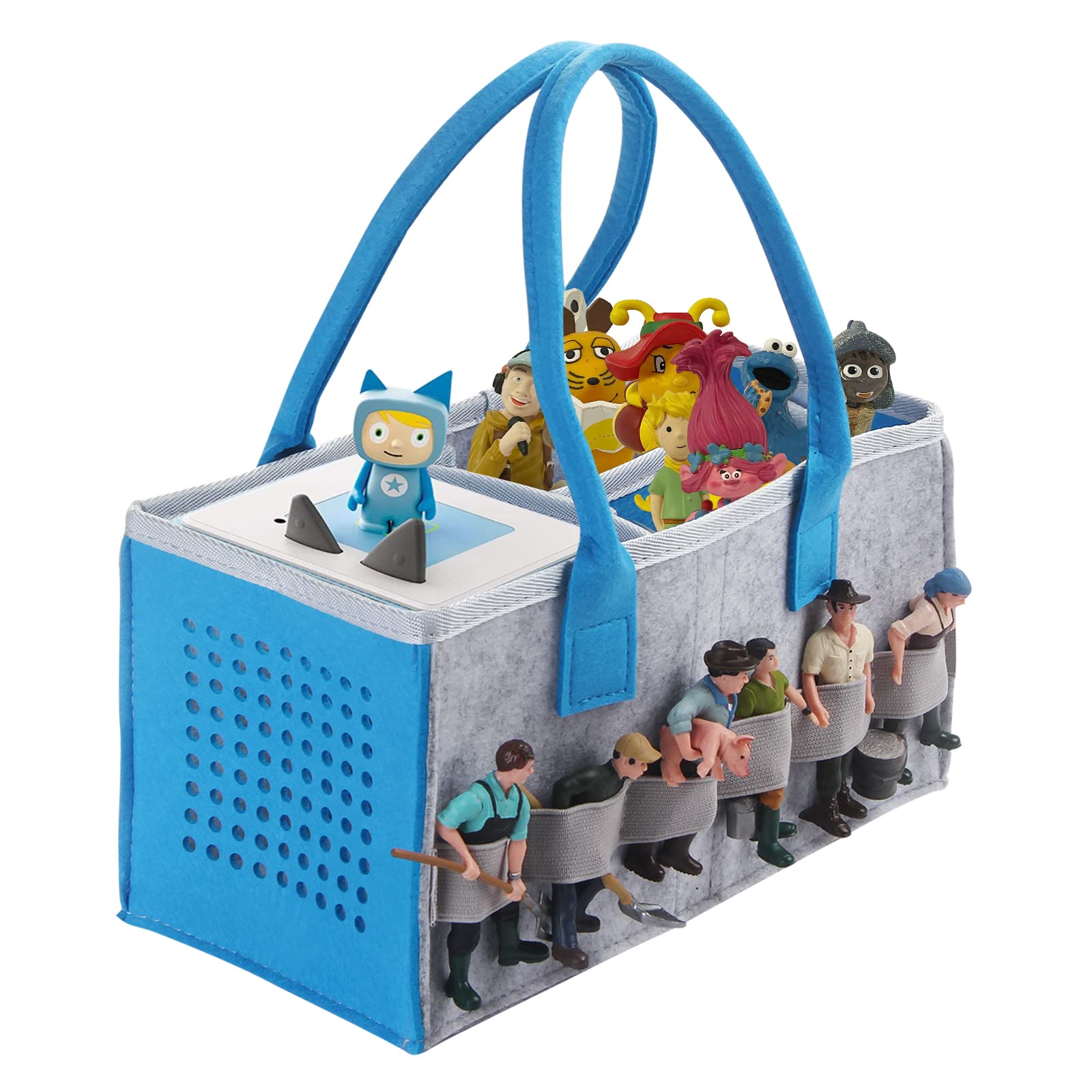 Chedin Tonie Toniebox Accessories Protective Case Organiser with Figures Storage Plenty of Space Bag for Toniebox Starter Set and Tonies Figure Carry Bag (Blue)