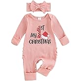 My First Christmas Baby Girl Outfit Christmas Tree Onesie Long Sleeve Romper Jumpsuit Newborn Clothes for Girls