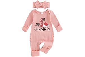 FYBITBO My First Valentines Day Baby Girl Outfit Newborn Heart Onesie Romper Long Sleeve Jumpsuit Infant Coming Home Outfit