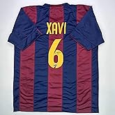 Facsimile Autographed Xavi Hernandez FC Barcelona Blue/Red Reprint Laser Auto Soccer Jersey Size Men's XL