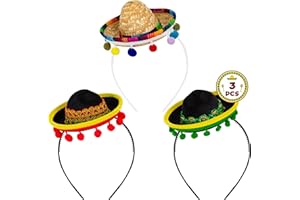 MELISHEER Sombrero Party Hats, Classic Cinco De Mayo Sombrero Headbands, Mini Mexican Party Hats with Headbands Fiesta Party Favors