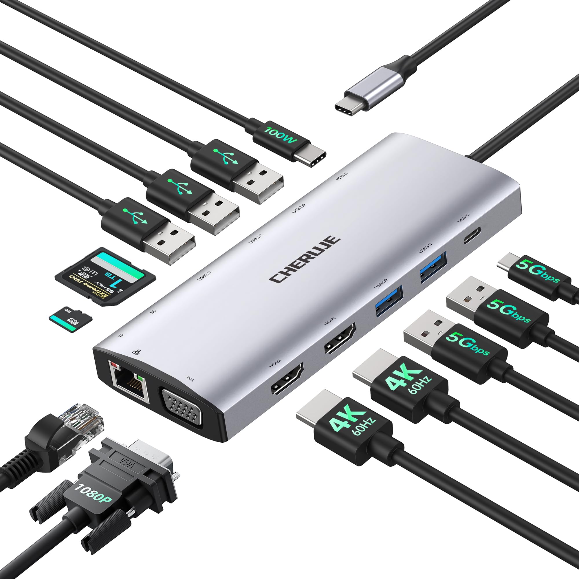 Docking Station Dual Monitors for Windows Laptop, 13in1 USB C Docking