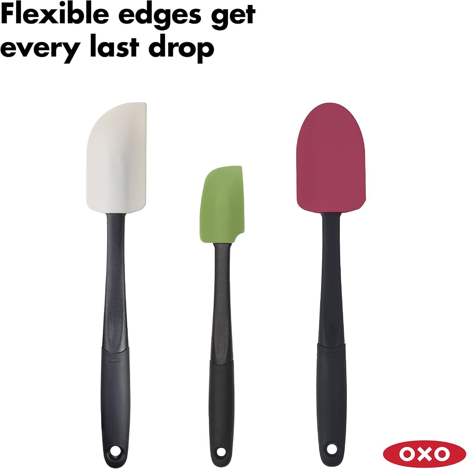 OXO Good Grips 3-piece Silicone Spatula Set, Raspberry/White/Green: Kitchen & Dining