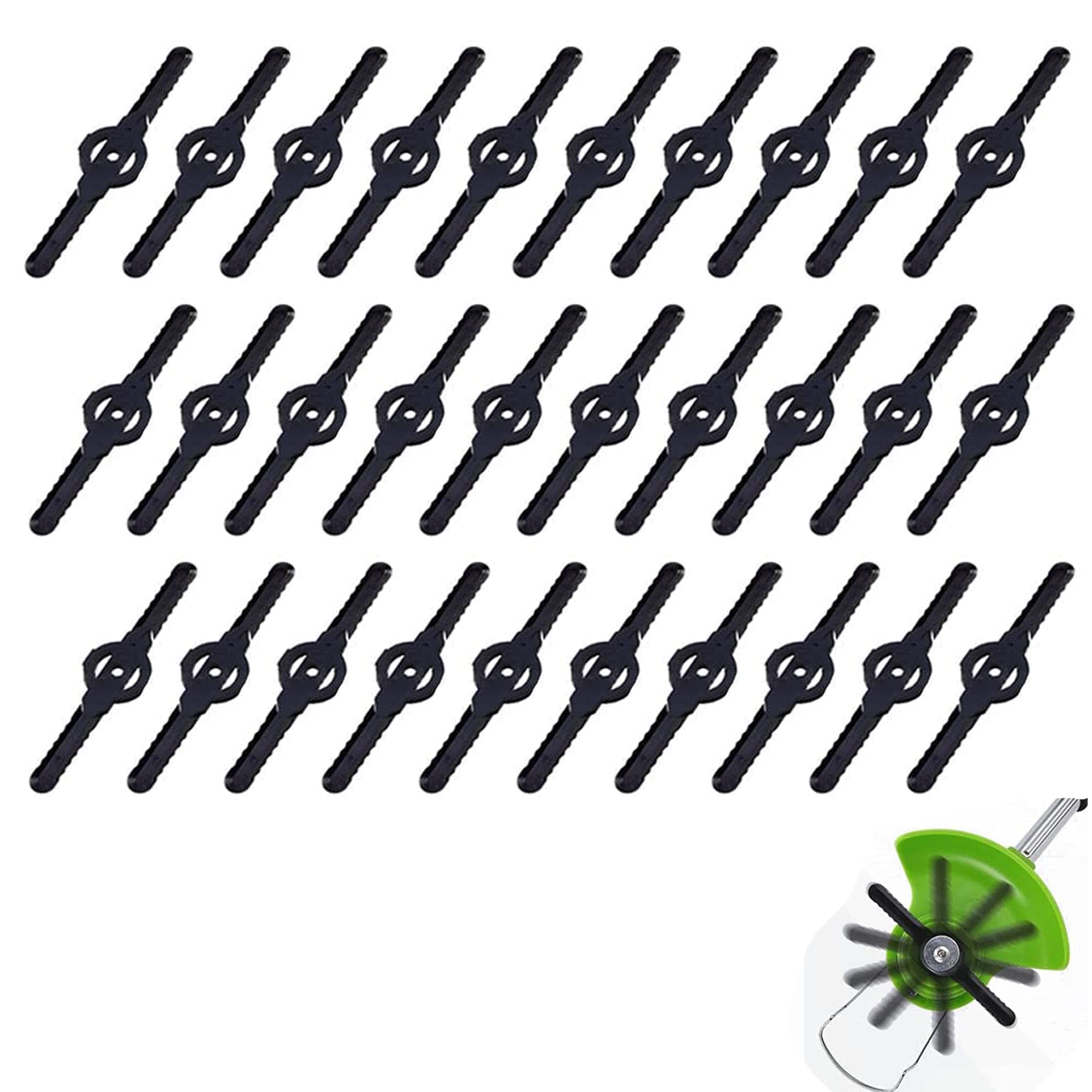 SEABABOO 30 x Plastic Lawn Mower Replacement Blades for Trimmers Replacement Blade for Grass Trimmer Compatible with 3 in 1 Mowers, Mini Mowers and Trimmers