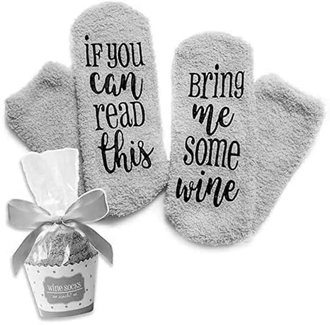 Süße Luxus Wein Socken! If You can read this bring me some wine - Lustige Cupcake Socken Geschenk für Frauen - Für Weinliebha