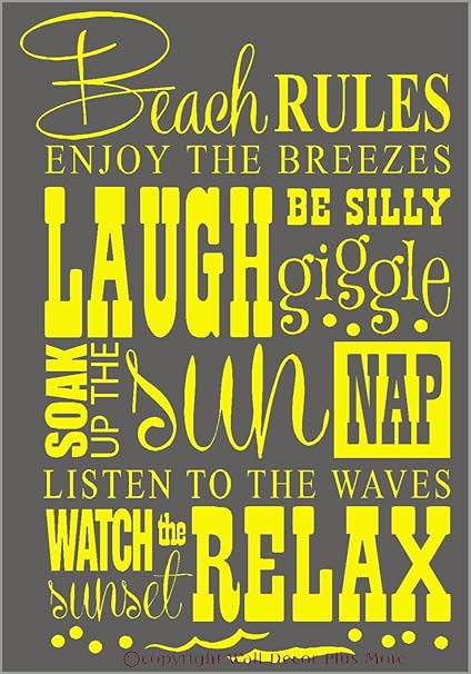 Decoration Murale Plus Plus Beach Rules Subway Art Phrases Et Citation Sticker Mural 23 X 15 Jaune Jaune Amazon Fr Bricolage Decoration Murale Plus Plus Beach Rules Subway Art Phrases Et Citation Sticker Mural 23 X 15 Jaune Jaune Amazon Fr Bricolage