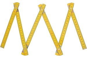 NUOBESTY Wooden Folding Ruler 1m 6-fold Yellow Birch Engineer's Measuring Stick for Carpentry and Woodworking