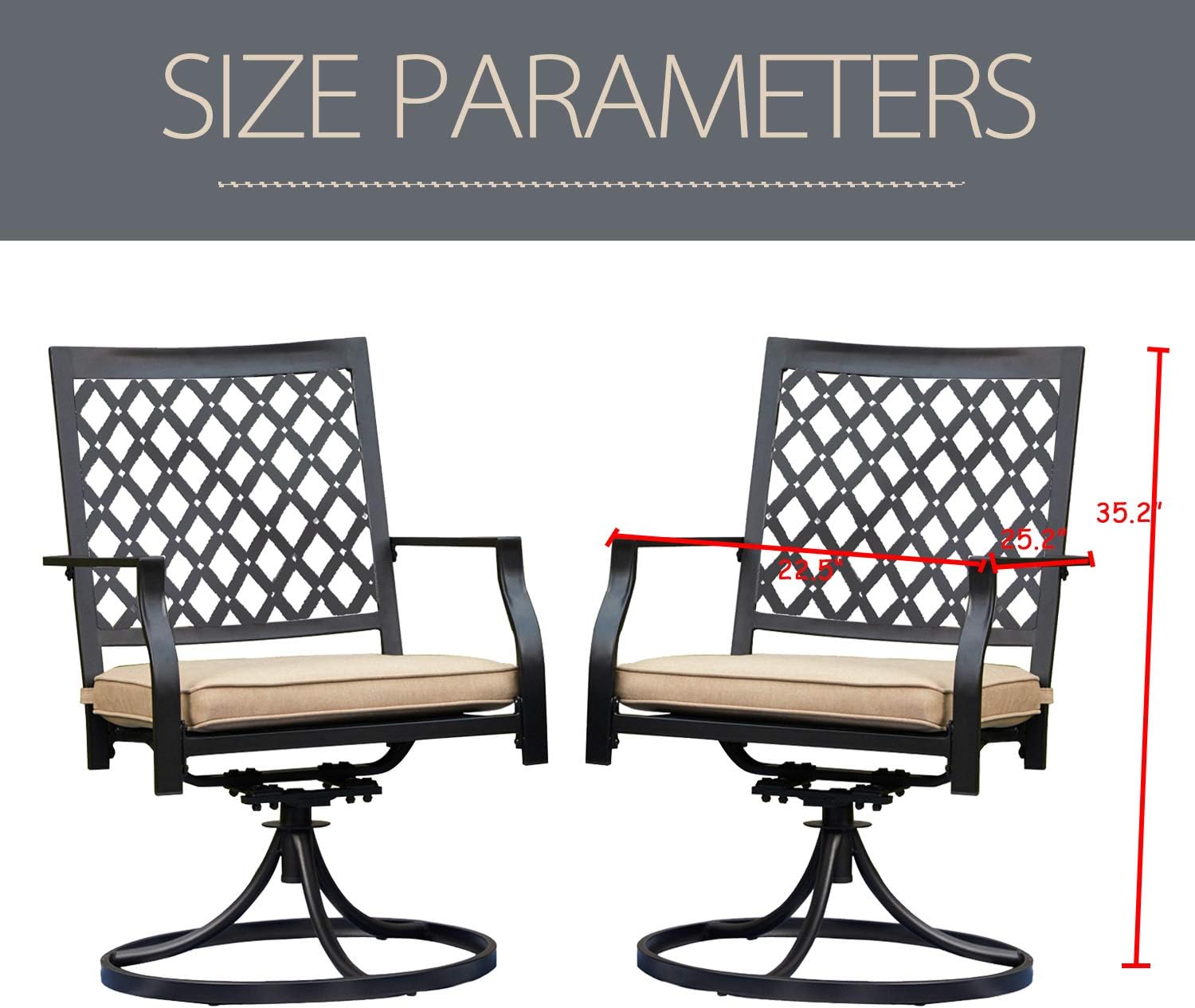 LOKATSE HOME Patio Swivel Rocker Furniture Metal Outdoor Dining Chairs with Cushion Set of 2 : Garden & Outdoor