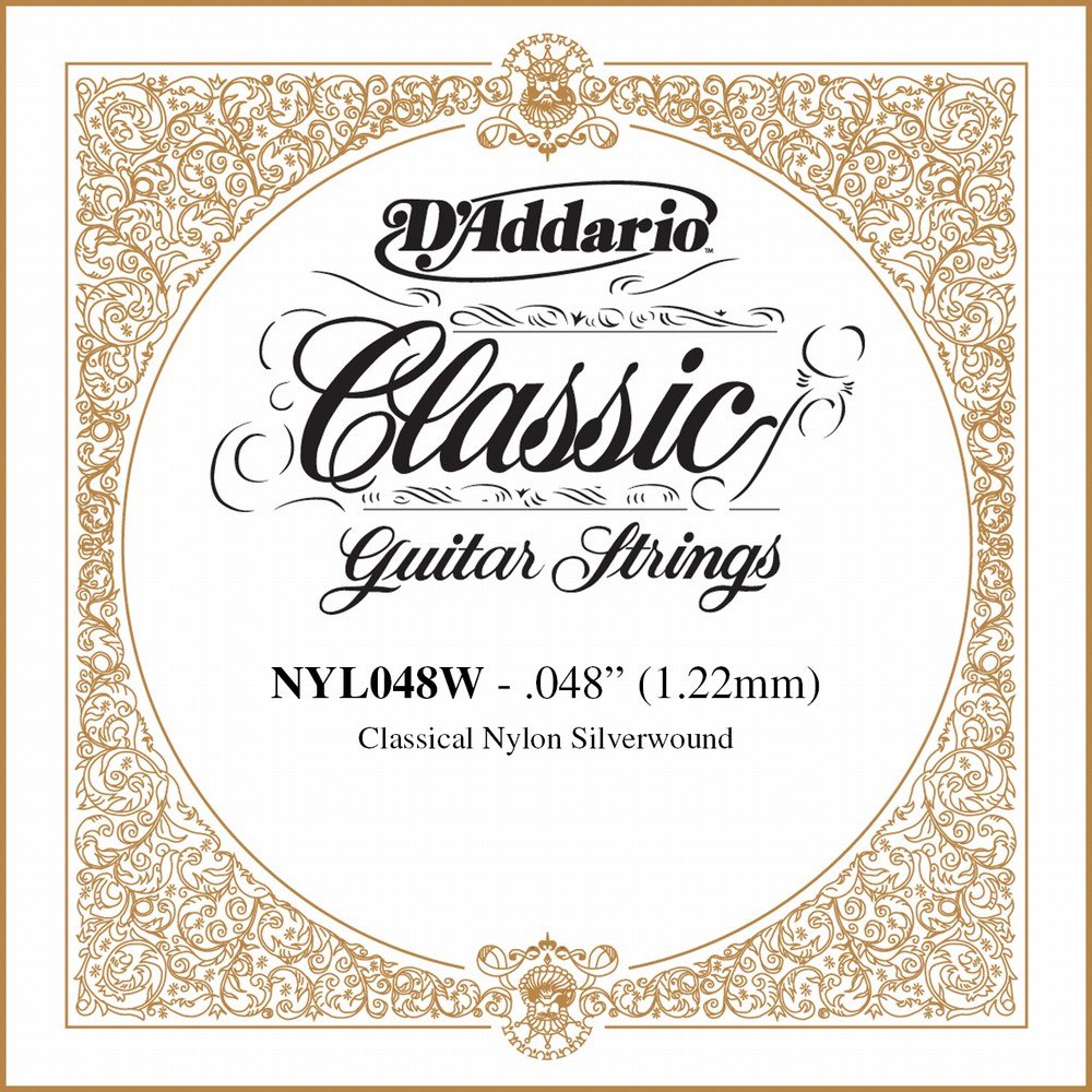 D'Addario .048 Silver Plated Copper Single String for Classical Guitar