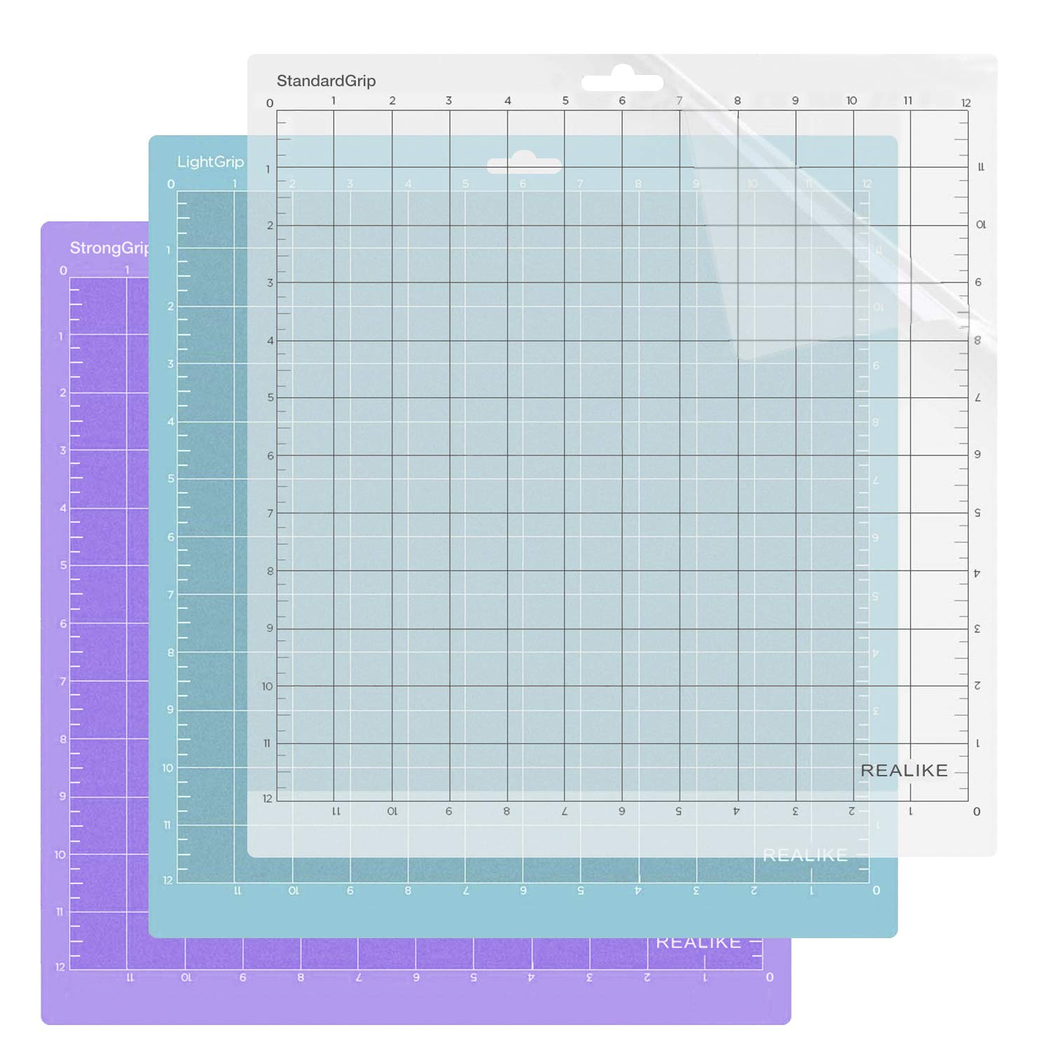 REALIKE Variety Cutting Mat for Cricut Explore Machine,Cricut Expression Machine Maker 30.48cmX30.48cm 12x12 inch Adhesive Sticky Cutting Mats 3Pack Replacement Vinyl Cutting mat for Craft Sewing
