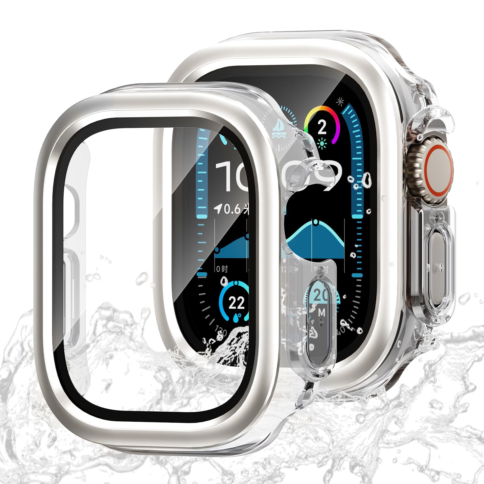 Photo 1 of 2 in 1 Metal+PC Case for Apple Watch Ultra 3/Ultra 2/Ultra 49mm with Upgrated Waterproof HD Tempered Glass Screen Protector,Hard PC Overall Protective Cover for Apple Watch Ultra 2 Case 49mm