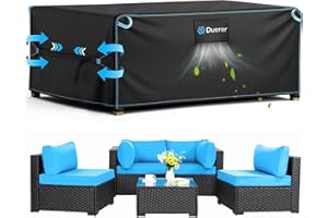Duerer Patio Furniture Covers Waterproof 420D Outdoor Furniture Covers 74"L X 47"W X 28"H, for Patio Furniture Sets, Sofa, Table and Chair Set Cover, Anti-UV Rain Snow Dust Wind-Proof with Air Vent