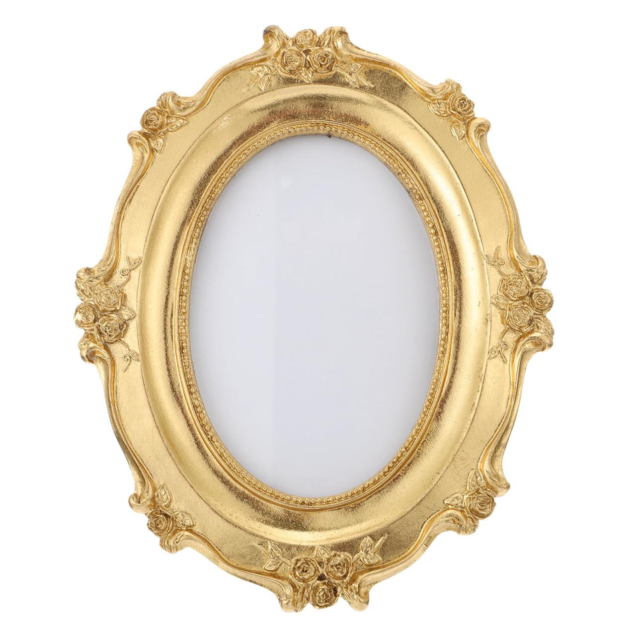 Alipis Gold Oval Picture Frame 8X7 Inch Resin Vintage Embossed Photo Frame for Home Wall Gallery Decoration