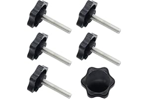 LifCratms 6 Pieces M6 x 30mm Thread Star Knobs, Plastic Hex Shaped Clamping Knob Handle Hand Tightening Screw Knob for Umbrella Base Replacement