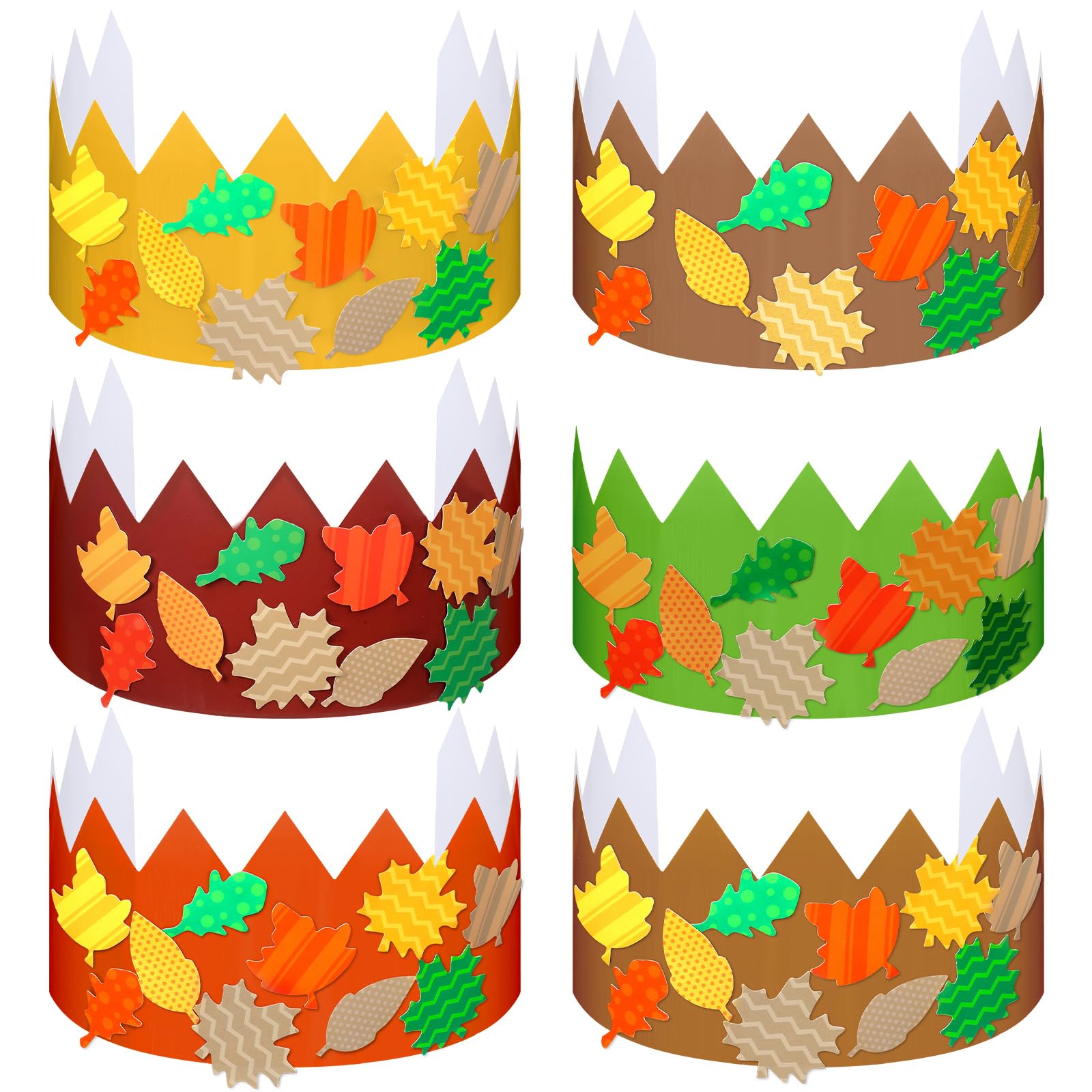 Photo 1 of Sumind 24-Piece Fall Leaves Crown Crafts for Kids - DIY Paper Hats with Autumn Leaf Designs for Thanksgiving Party & Home Activity