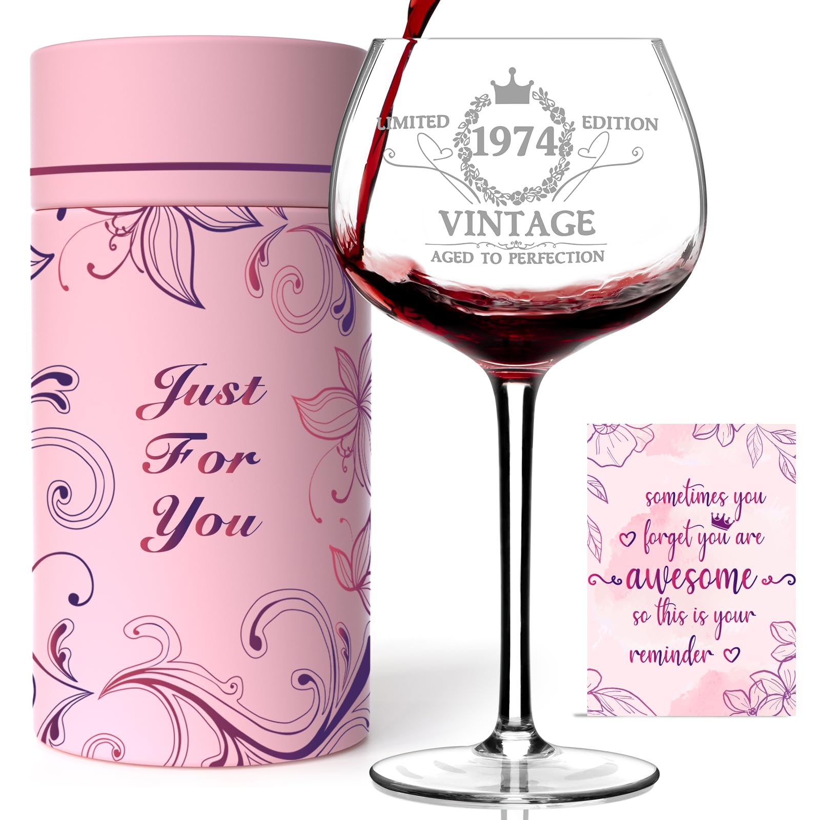 50TH Birthday Gifts for Her Vintage 1974 Engraved 50th Wine Glass 50 Year  Old... | eBay