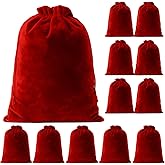 Sweetude 12 Pcs Christmas Large Red Velvet Drawstring Gifts Bags 12 x 16 Inch Christmas Red Velvet Gift Bags for Wrapping Treat Sacks Burgundy Pouch Gift Bag for Xmas Party Holiday Favors