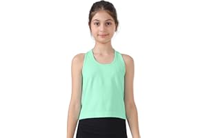 Attifall Grils Ribbed Tank Tops Racerback Seamless Crop Top for Teen Girl Athletic Workout Dance Tanks