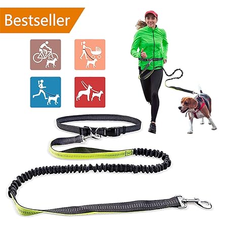 Jogging Hundeleine, Hands Free Hundeleine mit verstellbarem Hüftgurt, Jogging Handfrei Lange Nylon Hundeleine zum Joggen, Lau