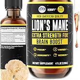 HERBIFY Lions Mane Supplement - Daily Mushroom Supplement for Memory, Focus &amp; Clarity - Brain Booster - Lions Mane Tincture for Immune Support - 4 Fl oz