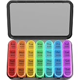 Odaro Weekly Pill Organizer 4 Times A Day, Daily Pill Box 7 Day, Black | Large Travel Case 28 Compartment, Holds Meds Vitamins Supplements, Removable Slots, Clear Elderly Marks, Tight Snap Leakproof