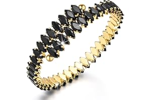 MPRAINBOW Cuff Tennis Bracelets for Women - Adjustable 8mm Cubic Zirconia Dainty Classic Tennis Bracelet Fashion Jewelry Wedding Party Birthday Gift for Her Girlfriend Mom Wife Daughter Size 6.0-8.5 Inch