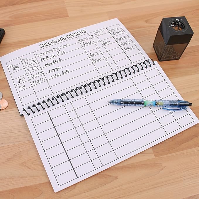 Large Print Spiral Bound Check Register Book For Easy Transaction