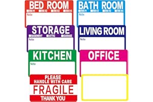 LROGOE 300 Count 3.5 x 2 Large Home Moving Packing Box Labels for 3-4 Bedroom House with Writable Notes Areas, 7 Color Coded Moving Labels for Boxes + Fragile Moving Stickers