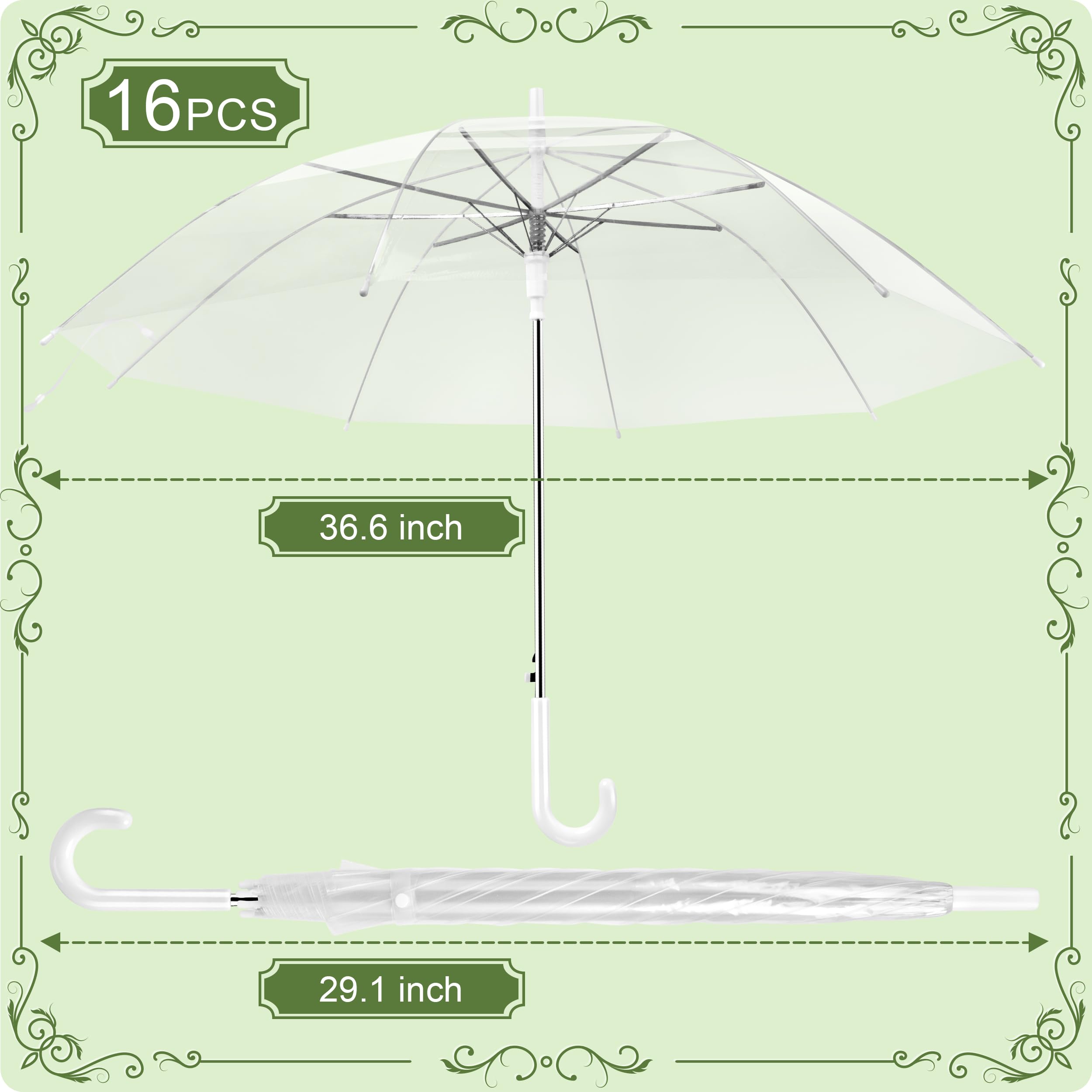 Clear Wedding Umbrellas Bulk, High-Visibility Transparent Rain Umbrella, Firm and Durable, Easy Operation, Large Clear Umbrella for Wedding Bride Groom Photography Golf Outdoor