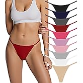 PNQUNZ Cotton G-String Thongs for Women 10 Pack Seamless Sexy Underwear Low Rise Panties Stretch T-Back Ladies Panties