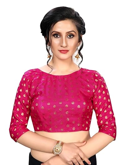Women's Multi-color Jacquard Blouse With Round Neck (BL-20014) Free Size Blouse