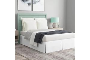 Queen Size Magic Bed Skirt with 16-Inch Drop, 100% Cotton Blend, No Mattress Lifter, Wrap-Around Design with Pleated Split Co