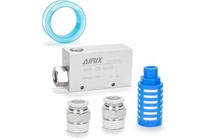 AIRIX CV-30HS Vacuum Generator, Compact Pneumatic Ejector with Bonus Silencer Filter & 1/2" G Fittings, High-Efficiency Vacuum for Pick-and-Place, Packaging, CNC & Automation