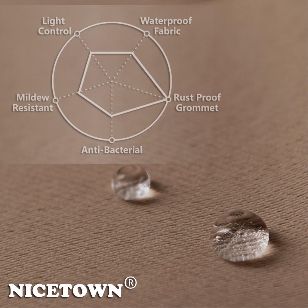 NICETOWN Outdoor Curtain Grommet Top and Bottom, Thermal Insulated Keeps The Rain Out Versatile Vertical Drape, Blackout Heavy Weight Wind Break Outdoor Drapery (52 by 108 inches,1 Piece, Tan-Khaki)