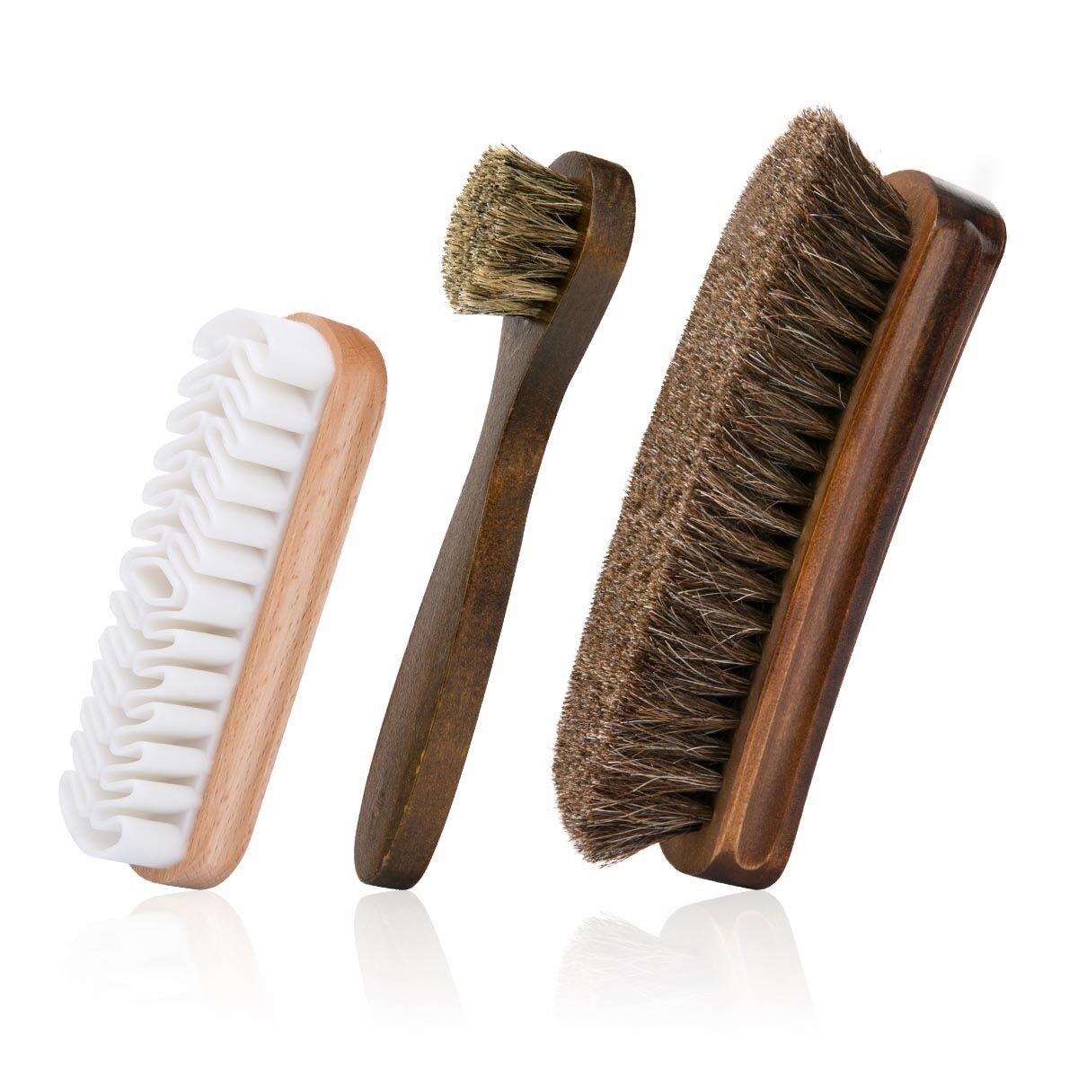 Foloda Shoe Brush,Shoe Brush Set with 100 Horsehair Bristles,Shoe