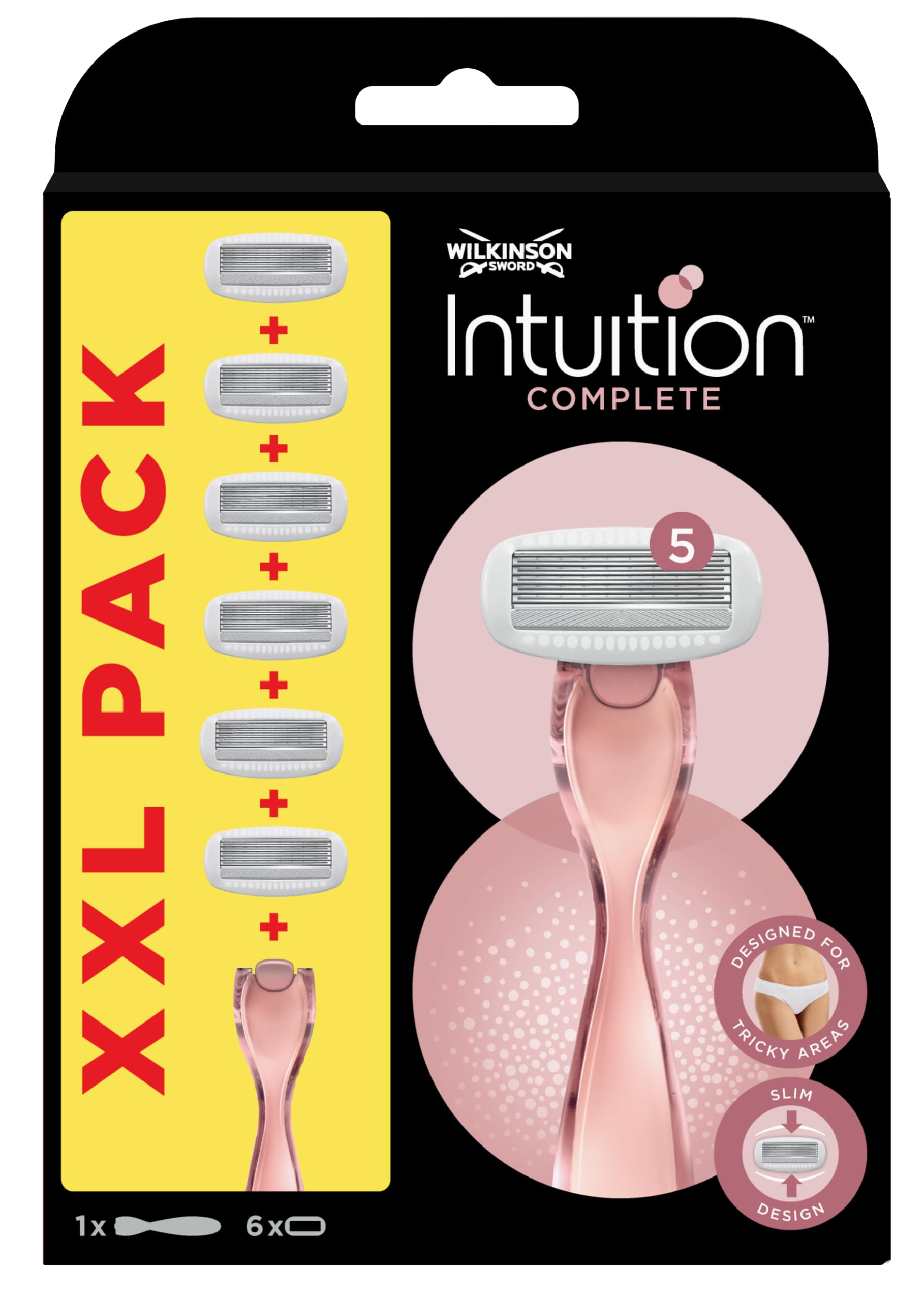WILKINSON SWORD - Intuition Complete For Women | Skin Protect Gel with Smooth Glide | Razor Handle + 6 Razor Blades Refills