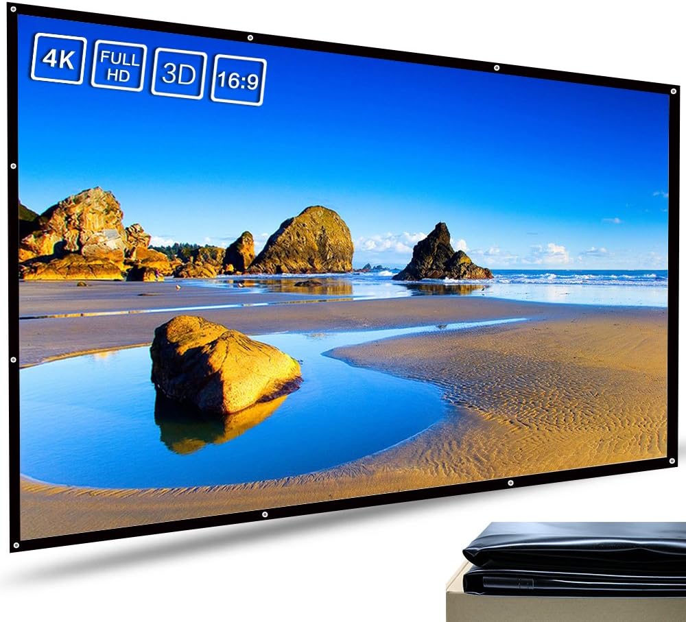 Meitoot 100 inch Outdoor Projection Screen High Contrast White PVC Screen HD Movie Projector Screens