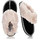 mazeskin Women's Fluffy Memory Foam Slippers, Cozy Winter Furry House Shoes with Fuzzy Warm Lining and Non-Slip Rubber Sole Indoor Outdoor