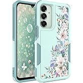Ftonglogy for Samsung Galaxy A16 5G/4G Case: Cute Flowers Floral Design for Girls Women Slim Soft TPU Bumper Shockproof Silicone Cell Phone Cover (Mint Green/Magnolia)