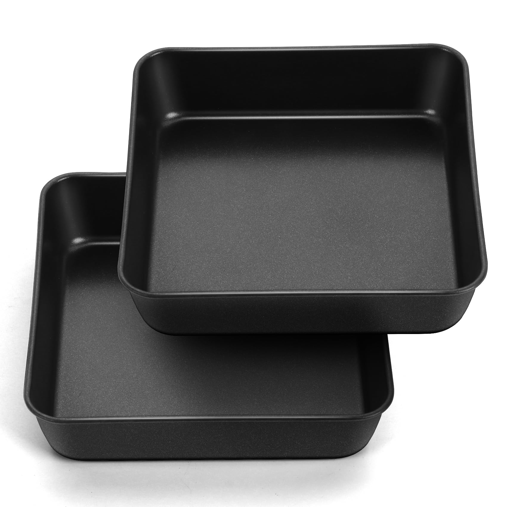 Homikit 8inch Square Cake Tin Set of 2, Stainless Steel Cake Mould with Non-Stick Coating, Healthy Baking Pan for Layer Cakes/Tray Bakes/Lasagnas/Brownies, Heavy-Duty & Easy Clean - Black/20cm