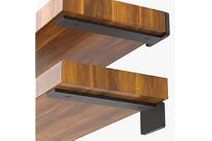 NEODROP 6 Pack 10 Inch Floating Shelf Brackets, Heavy Duty Hidden Wall L-Brackets for Kitchen, Fireplace Mantels, Bookshelves | Floating Shelf Hardware | 1/4" Thick Black Powder Coated Steel