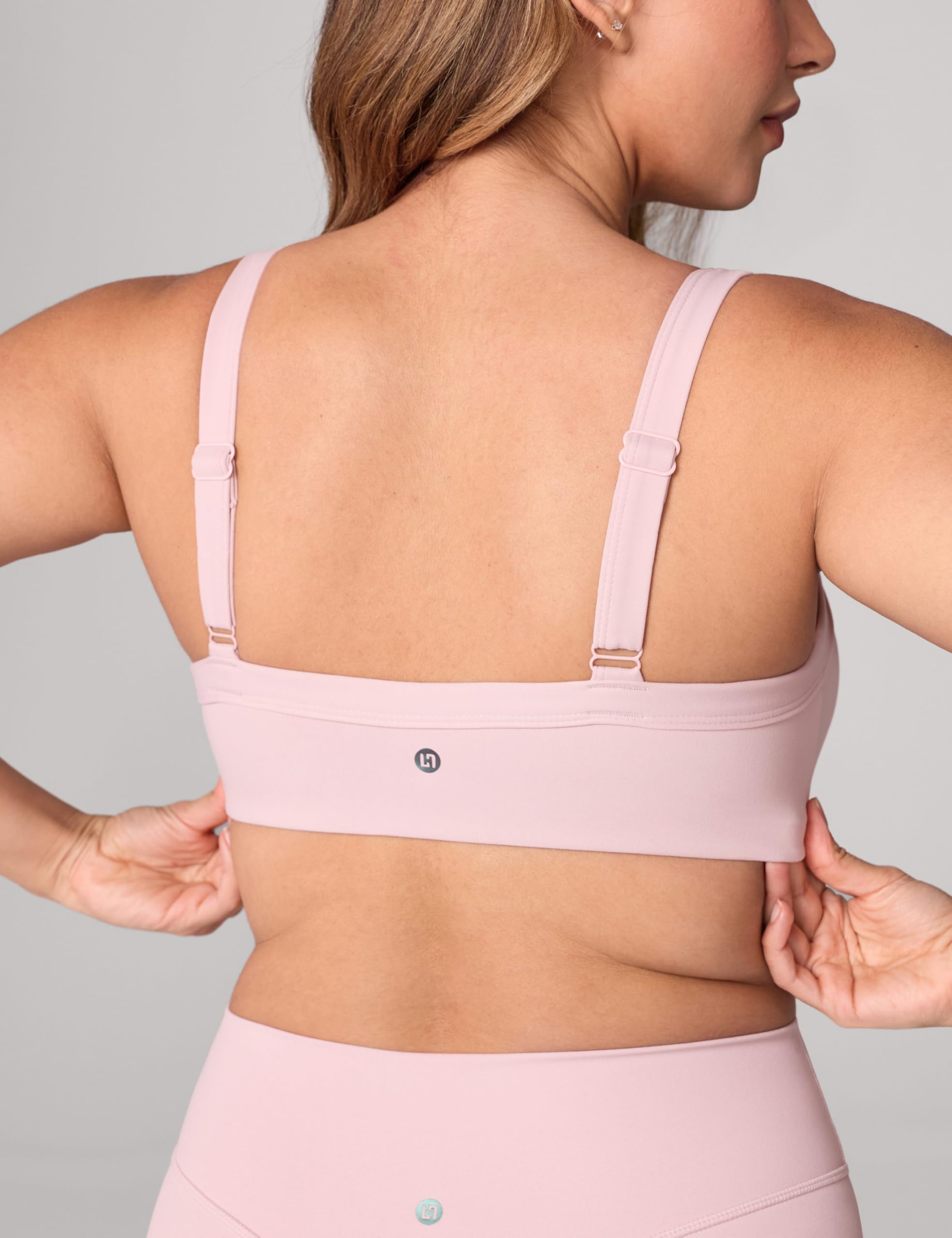 Condition photo showing As Is for unissu hugcurve adjustable sports bra square neck wireless padded yoga workout tops rhodonite pink s